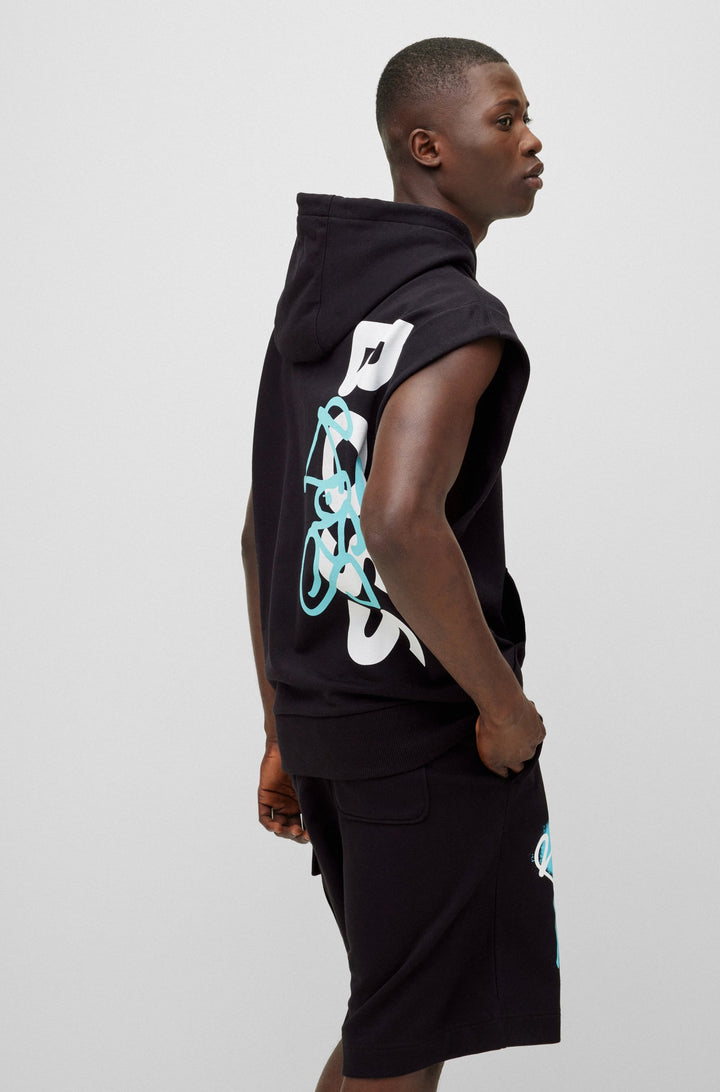 BOSS Relaxed Fit Hoodies in cotton - WILETGRAFFITI_EC 10246528 01-50483197- Concorde Fashion#color_black-001