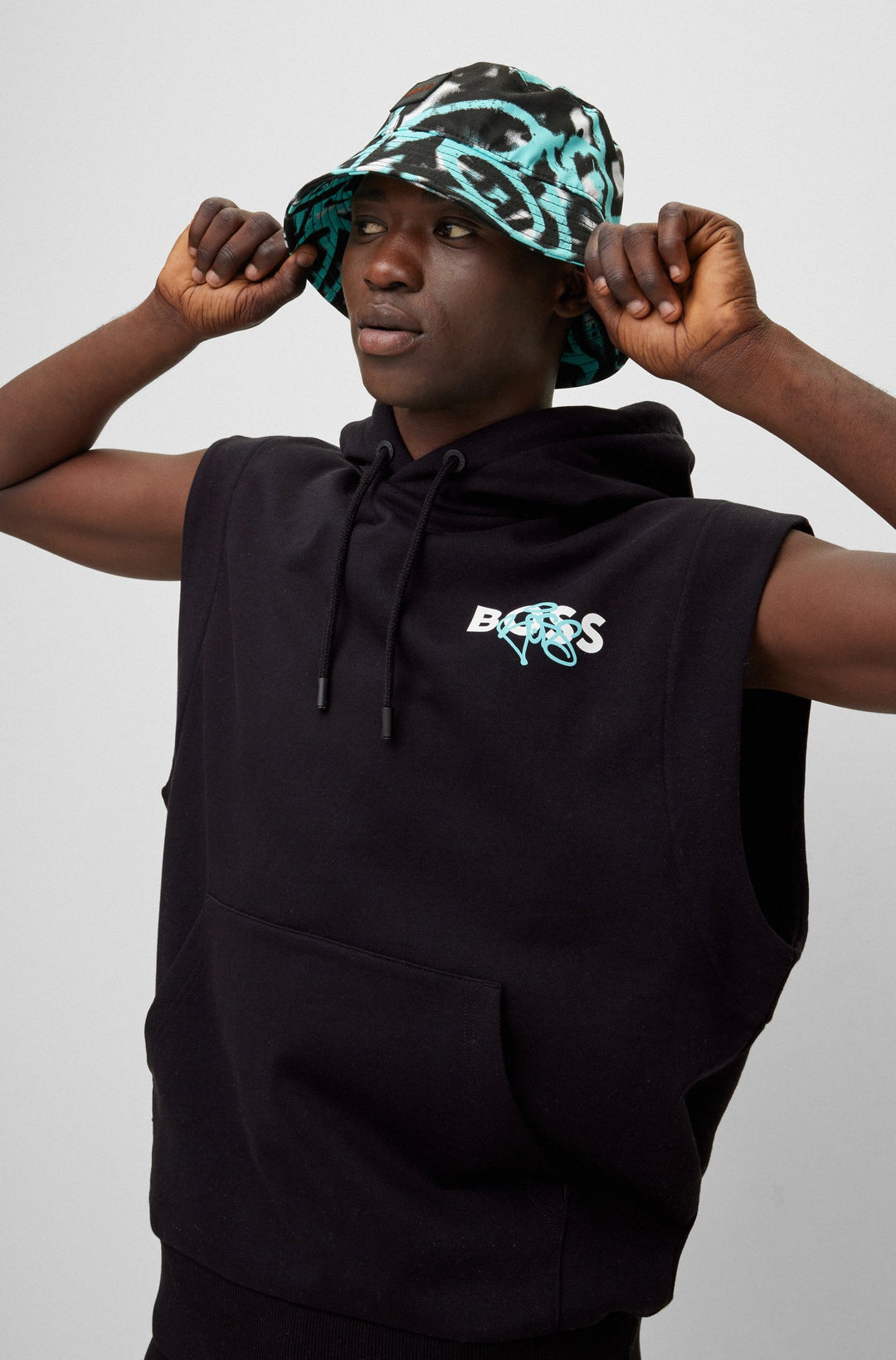 BOSS Relaxed Fit Hoodies in cotton - WILETGRAFFITI_EC 10246528 01-50483197- Concorde Fashion#color_black-001