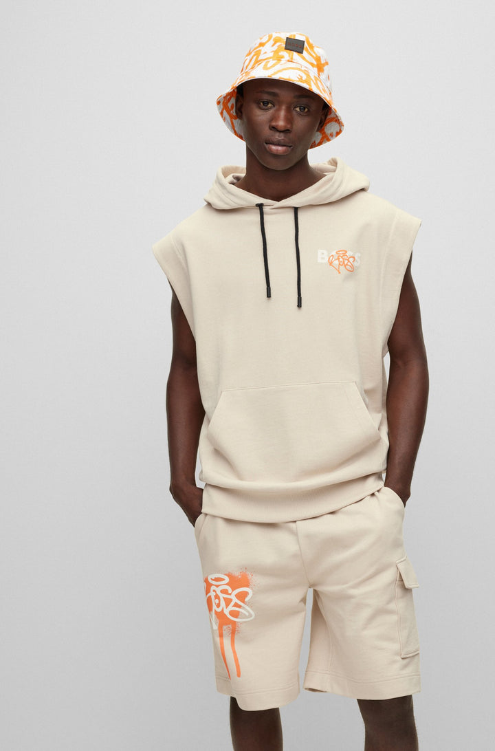 BOSS Relaxed Fit Hoodies in cotton - WILETGRAFFITI_EC 10246528 01-50483197- Concorde Fashion#color_beige-281