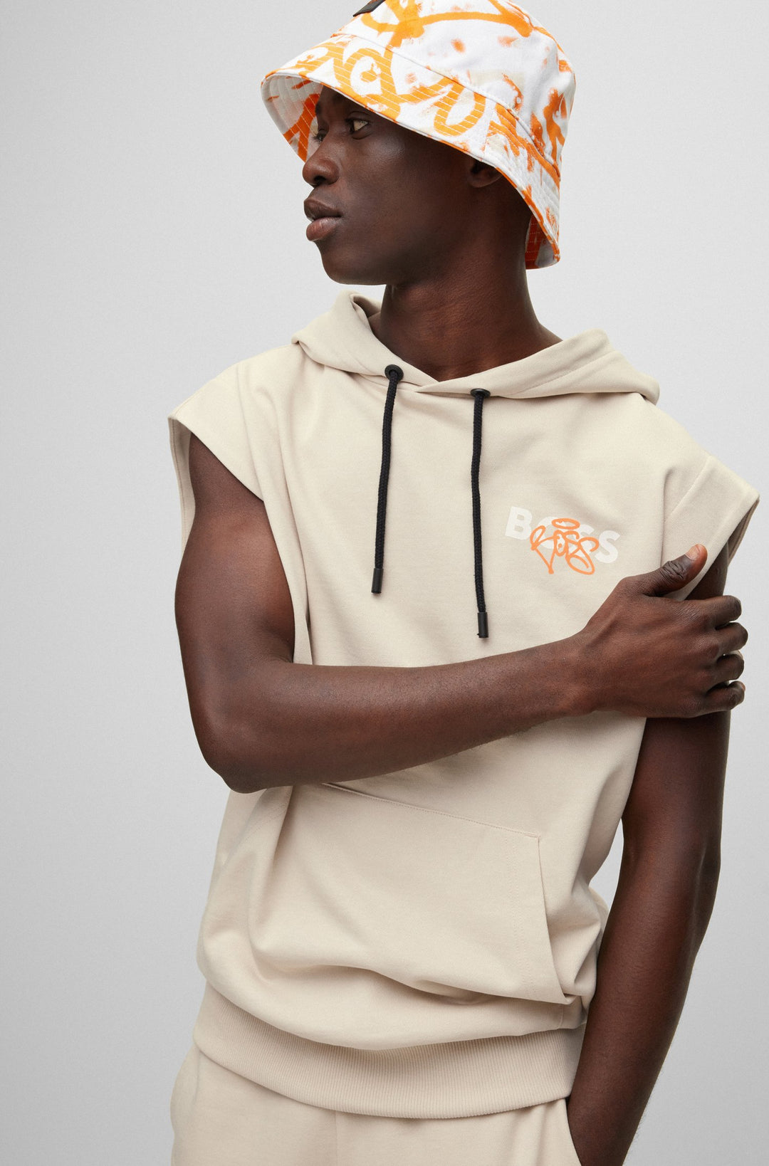 BOSS Relaxed Fit Hoodies in cotton - WILETGRAFFITI_EC 10246528 01-50483197- Concorde Fashion#color_beige-281