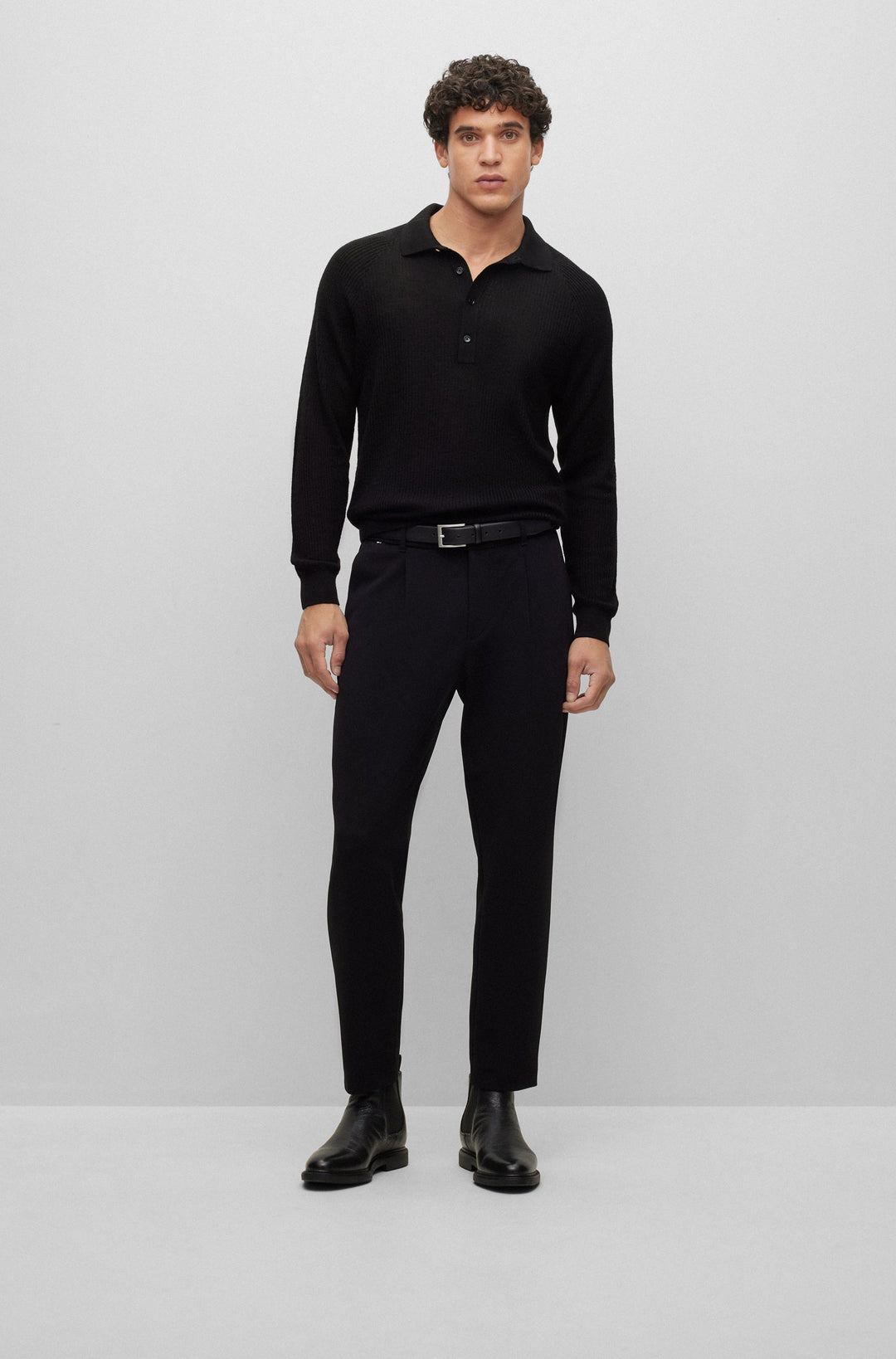 BOSS Standard Sole Boots in Leather - LARRY_CHEB_GR 10247993 01-50487730- Concorde Fashion#color_black-001